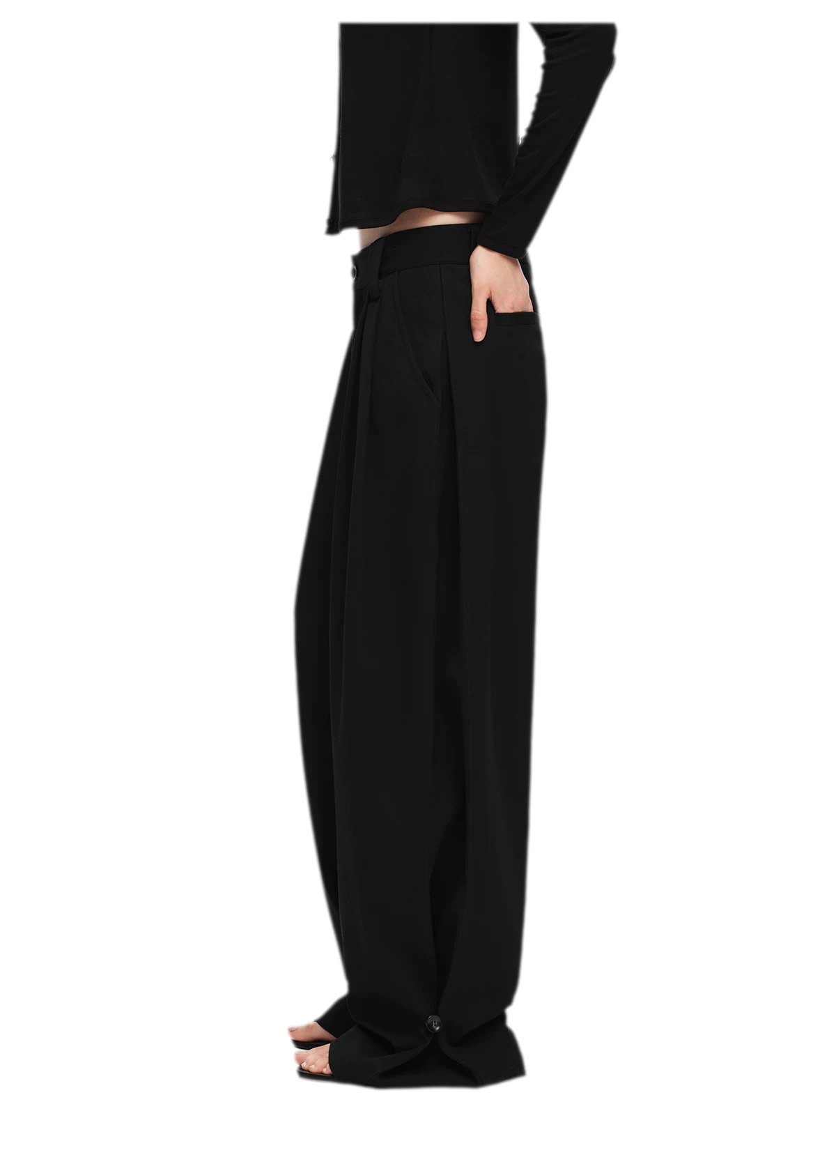 Double Pleat Wide-Leg Suit Pants