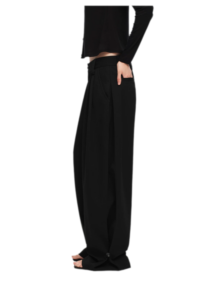 Double Pleat Wide-Leg Suit Pants