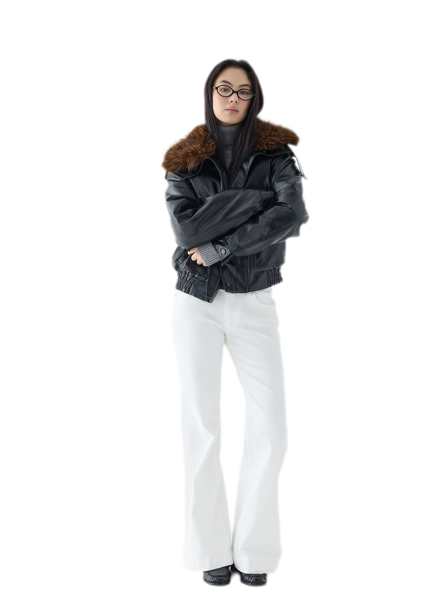 Oil-Wax Cropped PU Jacket