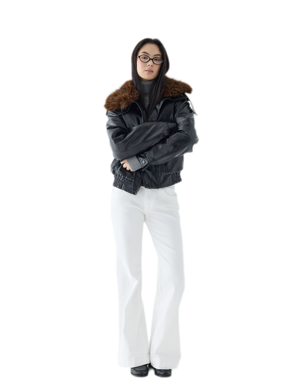 Oil-Wax Cropped PU Jacket