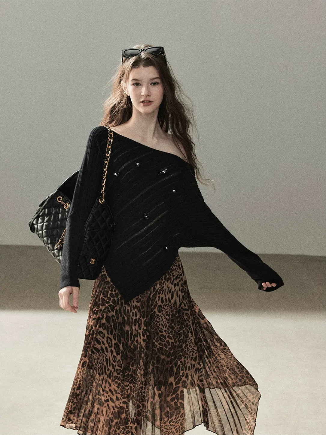 Asymmetric Cutout Relaxed Knit Top