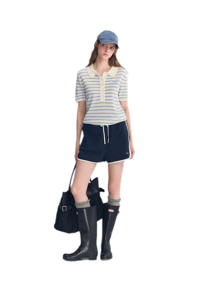 Embroidered Piping Shorts