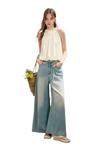 Halter A-Line Top with Floral Texture
