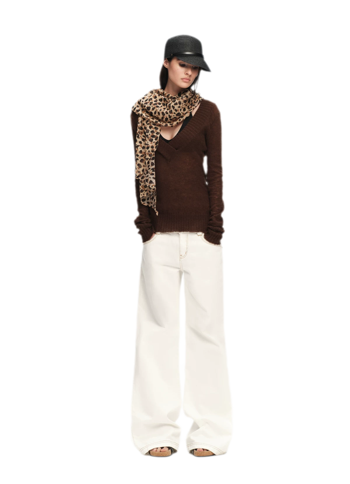 Contrast Stitch Flared Jeans