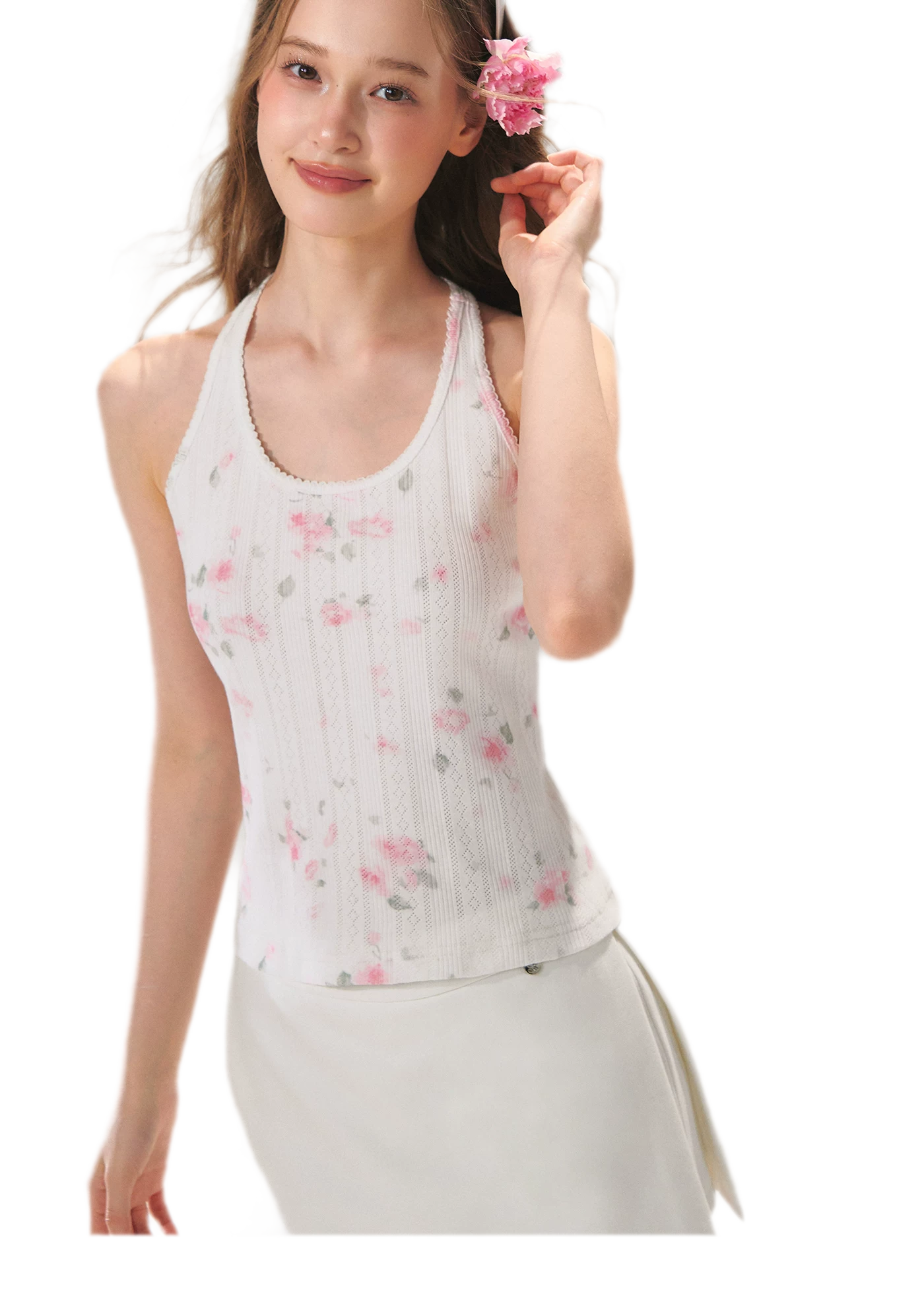 Floral Textured Knit Tank