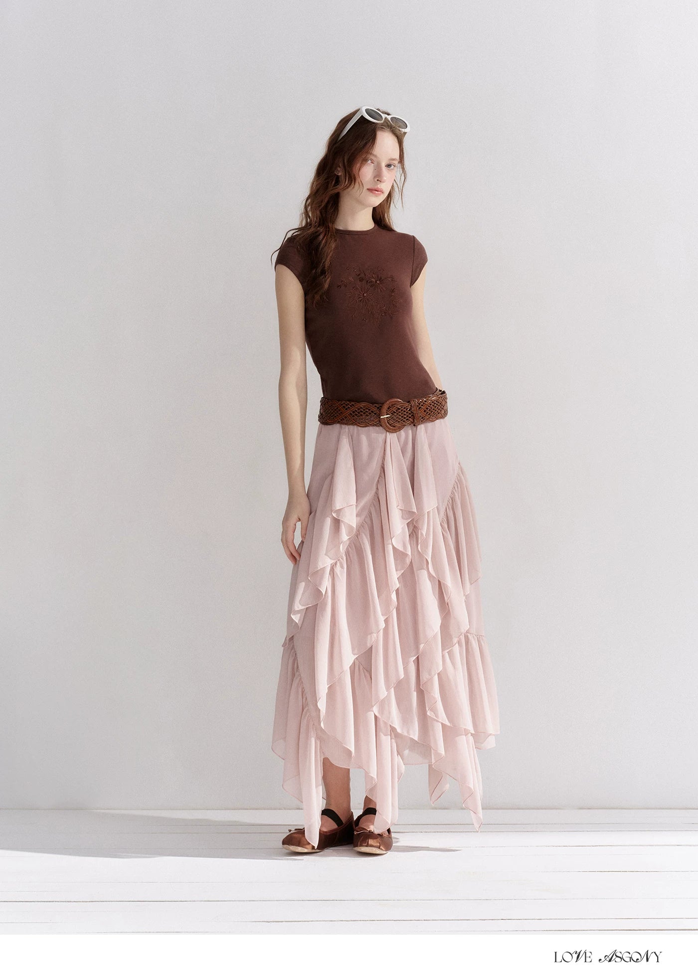 Irregular Ruffle Edge Chiffon Skirt