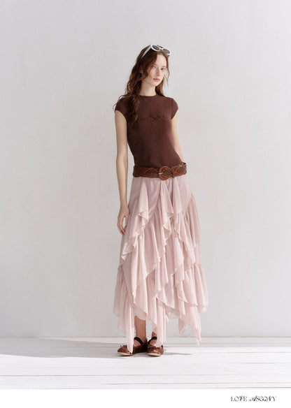 Irregular Ruffle Edge Chiffon Skirt