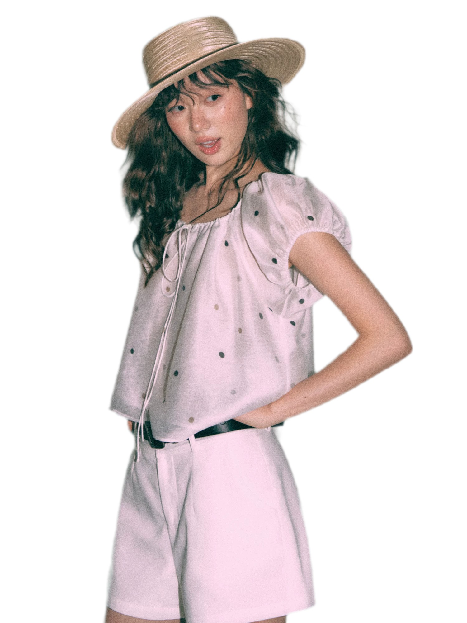 Polka Dot Puff Sleeve Top