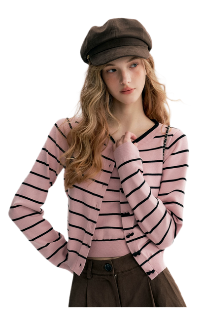 Striped Knit Cami Cardigan Set