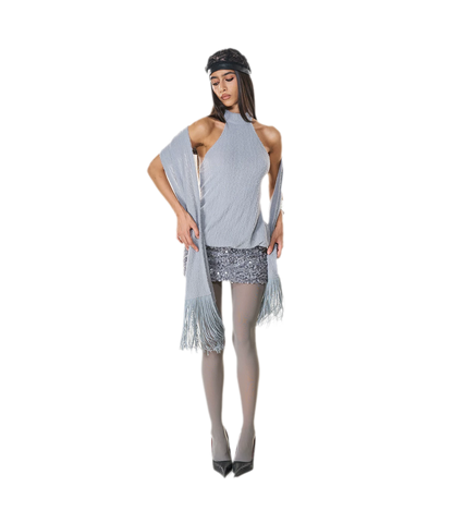 Robe pelucheuse à encolure dos nu et froncée