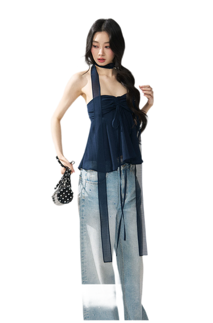 Halter Ruched Bustier Top