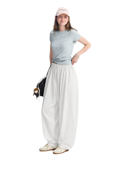 Lace Trim Balloon Pants