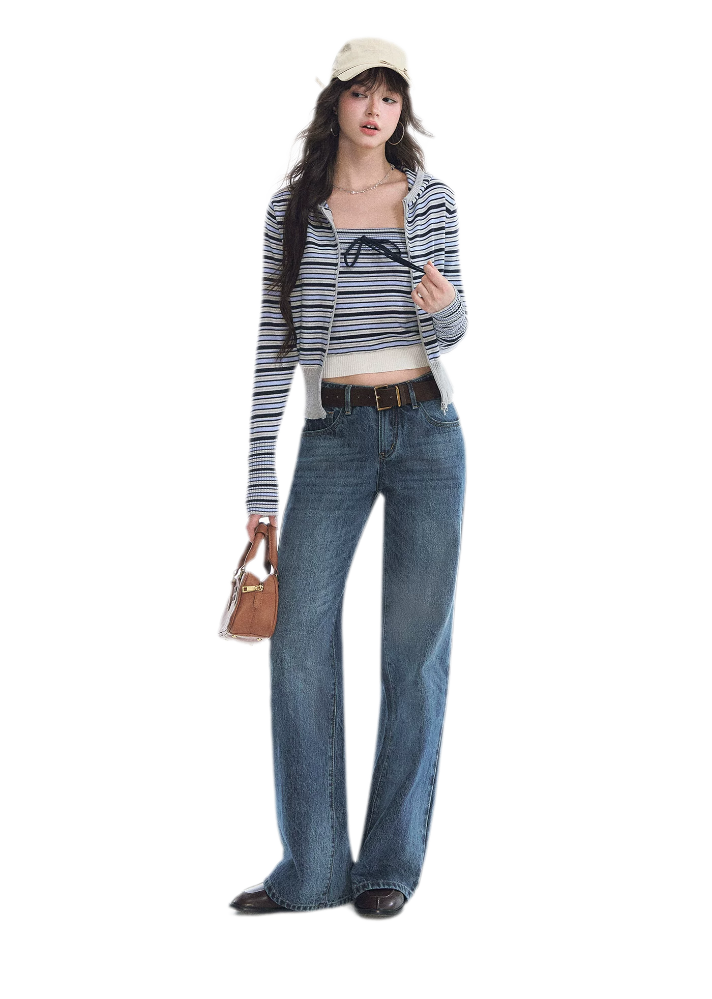 Washed Bow Embroidered Jeans