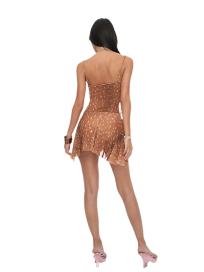 Deer Print Sheer Ribbon Dress