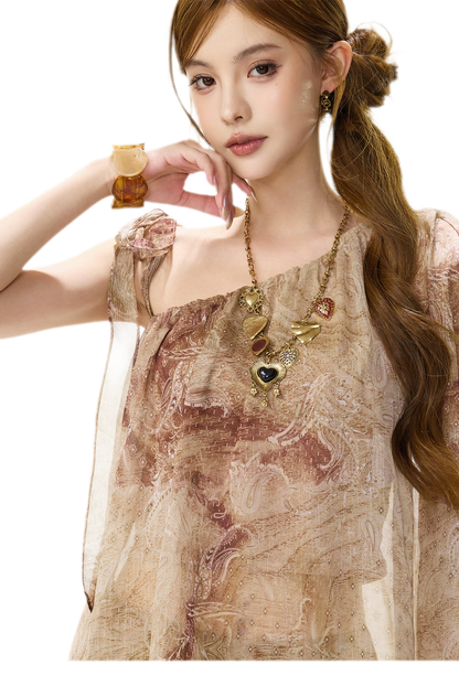 Paisley Asymmetric Knit Top