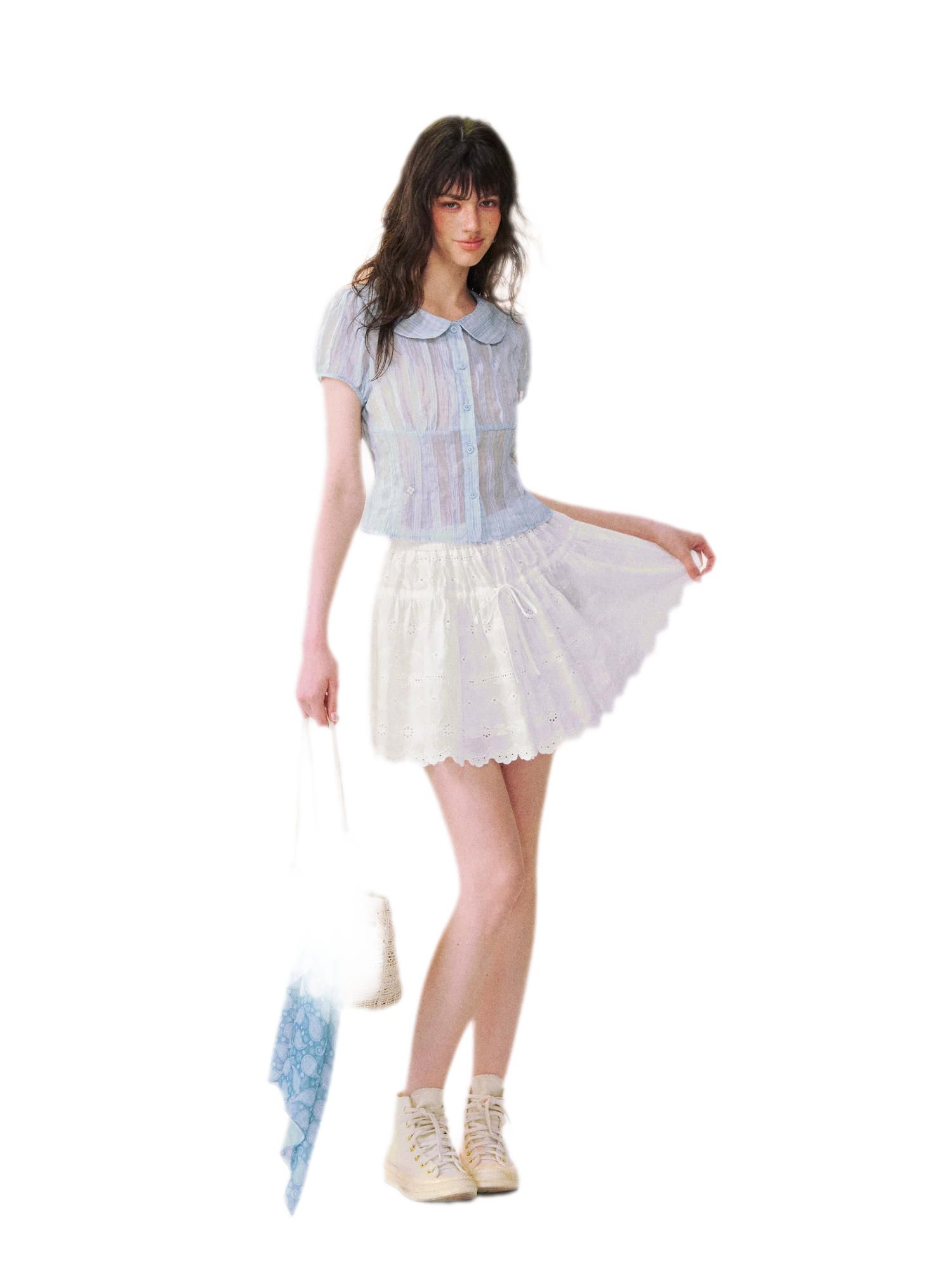 Lace Trim Puff Shirt
