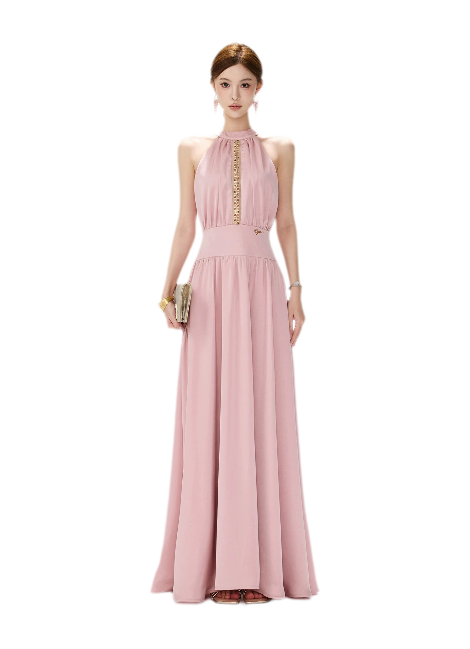 Rhinestone Halter Maxi Dress