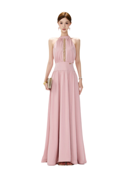 Rhinestone Halter Maxi Dress