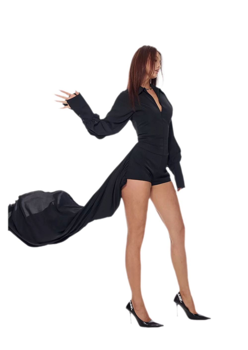 Draped Zipper Shirt Dress