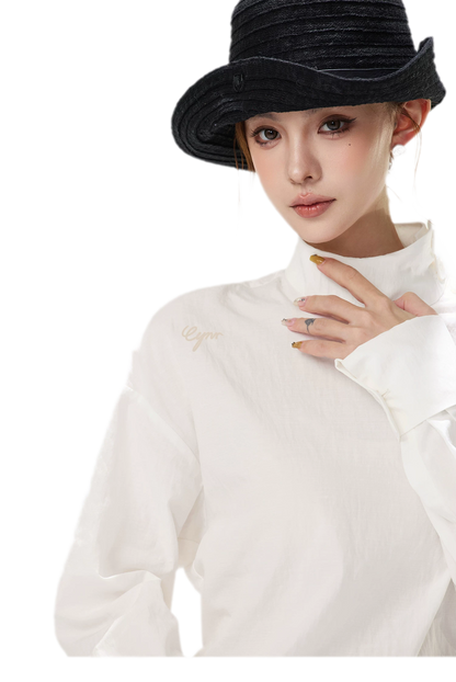 Lyocell Mock-Neck Waist Shirt
