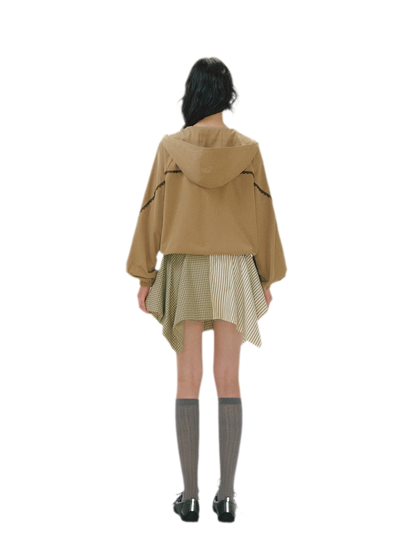 Lace Panel Hooded Jacket