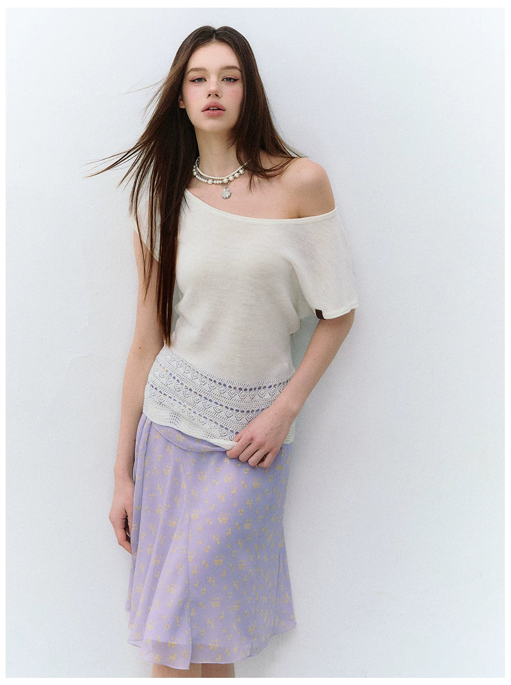 French Style Floral Chiffon Skirt