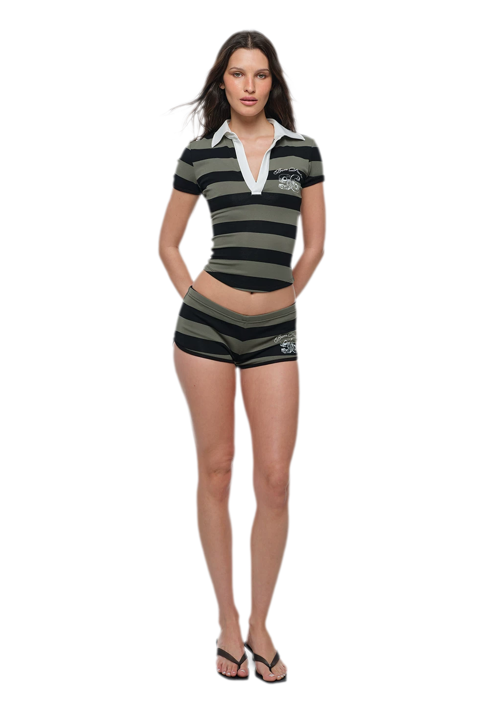 Striped Polo Shorts Set