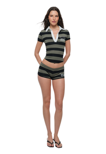 Striped Polo Shorts Set