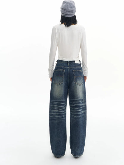 Vintage Wash Wide-Leg Jeans