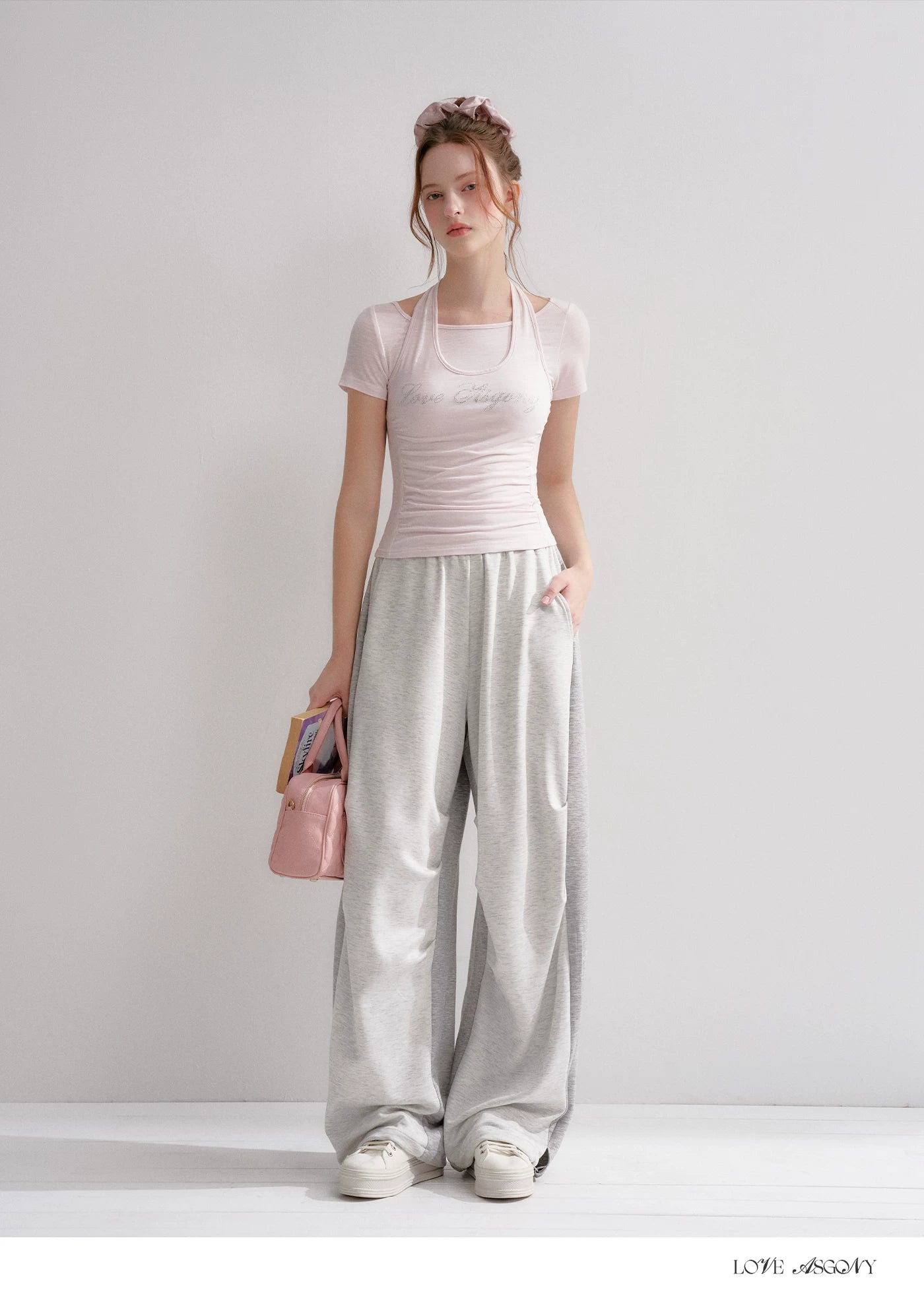 Lyocell Colorblock Drawstring Waist Pants
