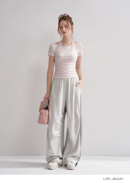 Lyocell Colorblock Drawstring Waist Pants