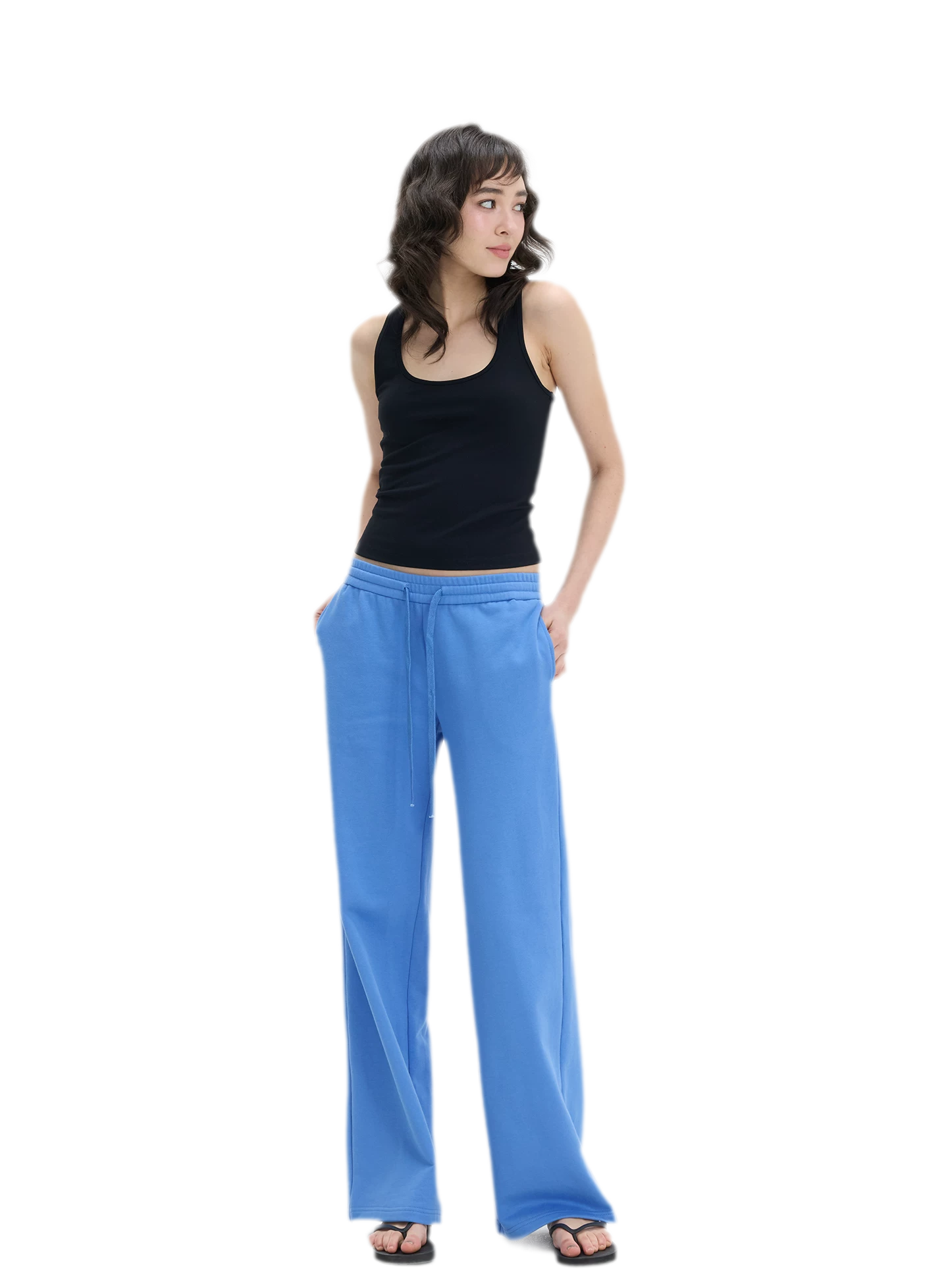 Low-Rise Wide-Leg Loose Sweatpants