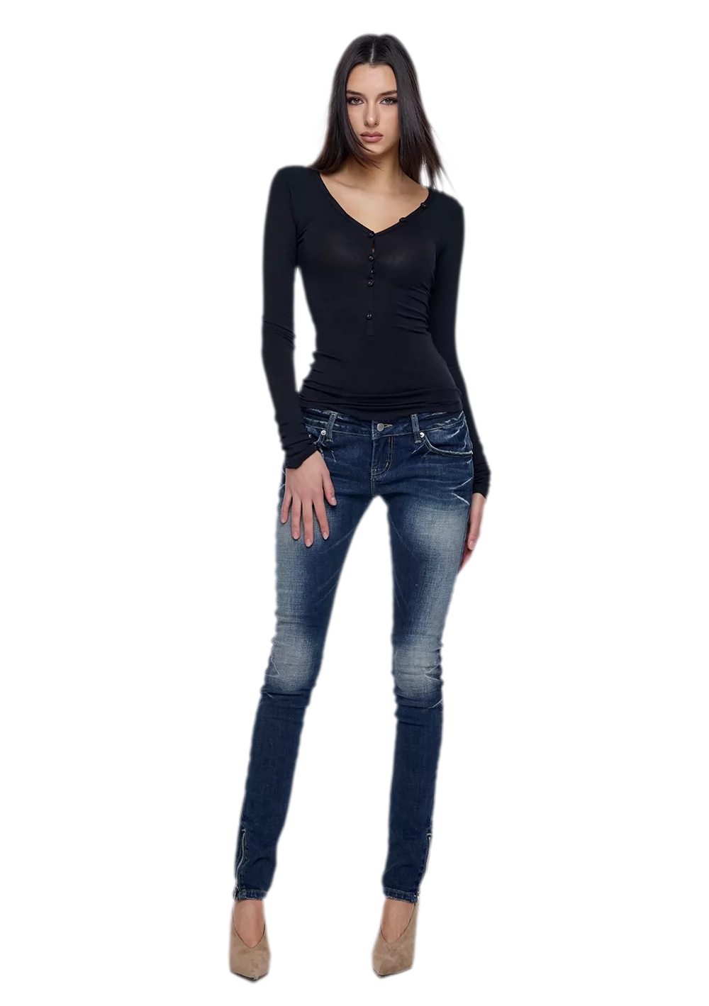 Slim V-Neck Knit Top