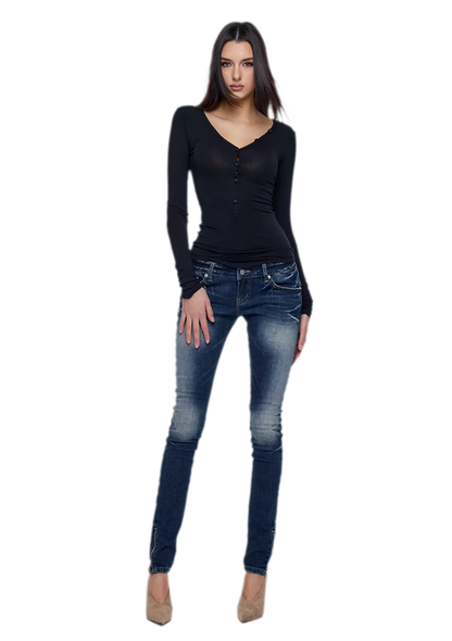Slim V-Neck Knit Top