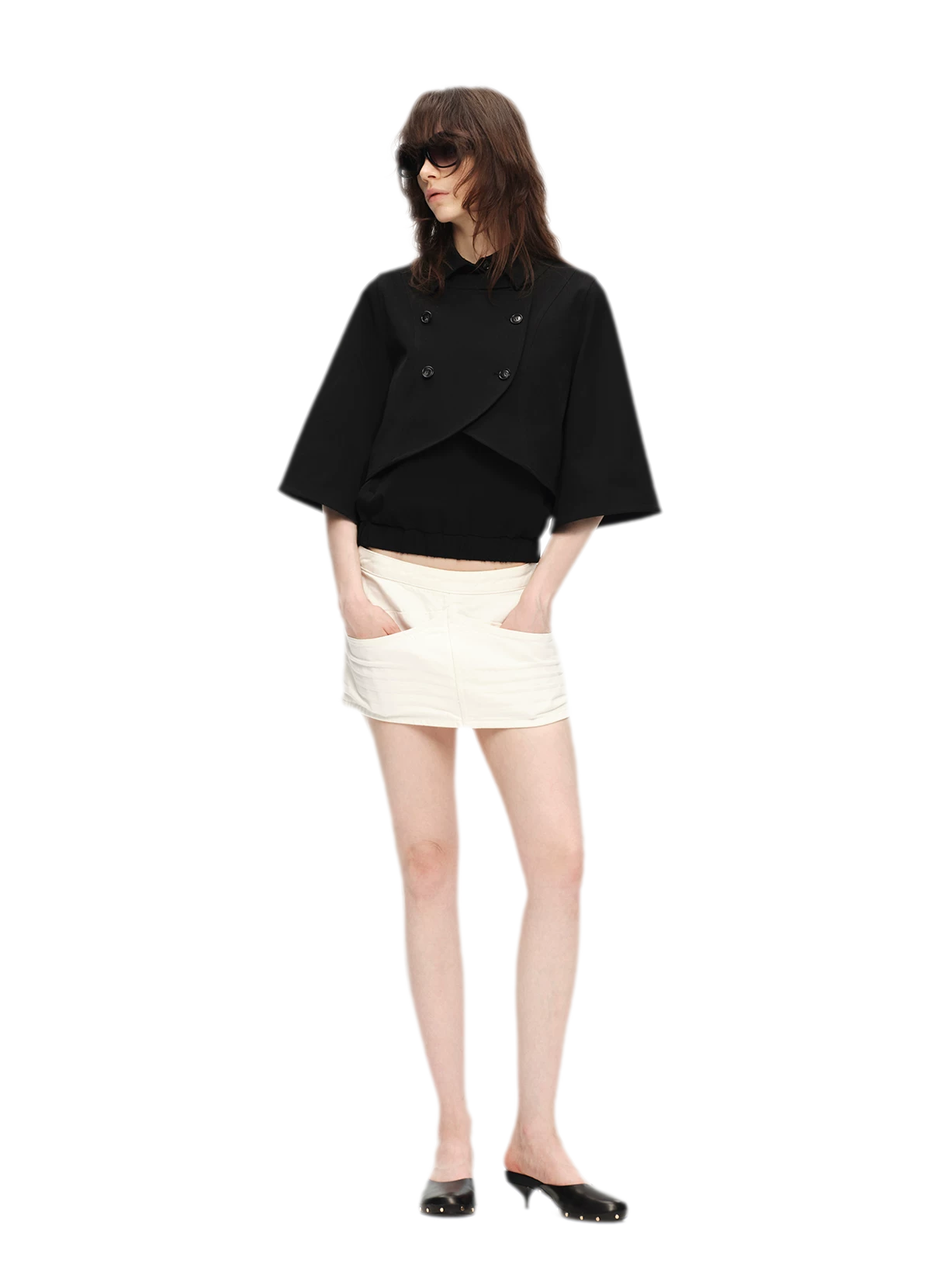 Double-Breasted Cape Vest Coat