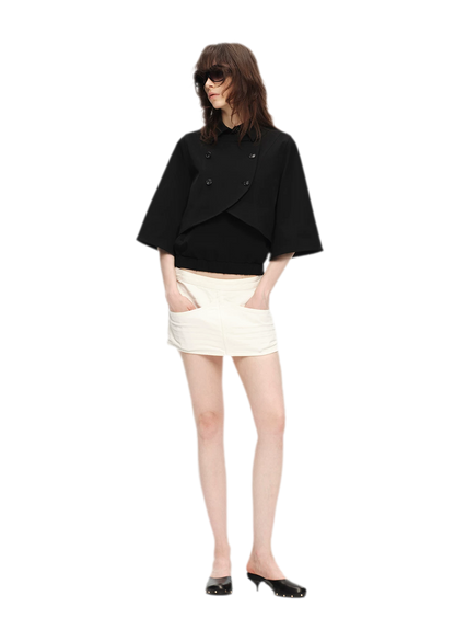 Double-Breasted Cape Vest Coat