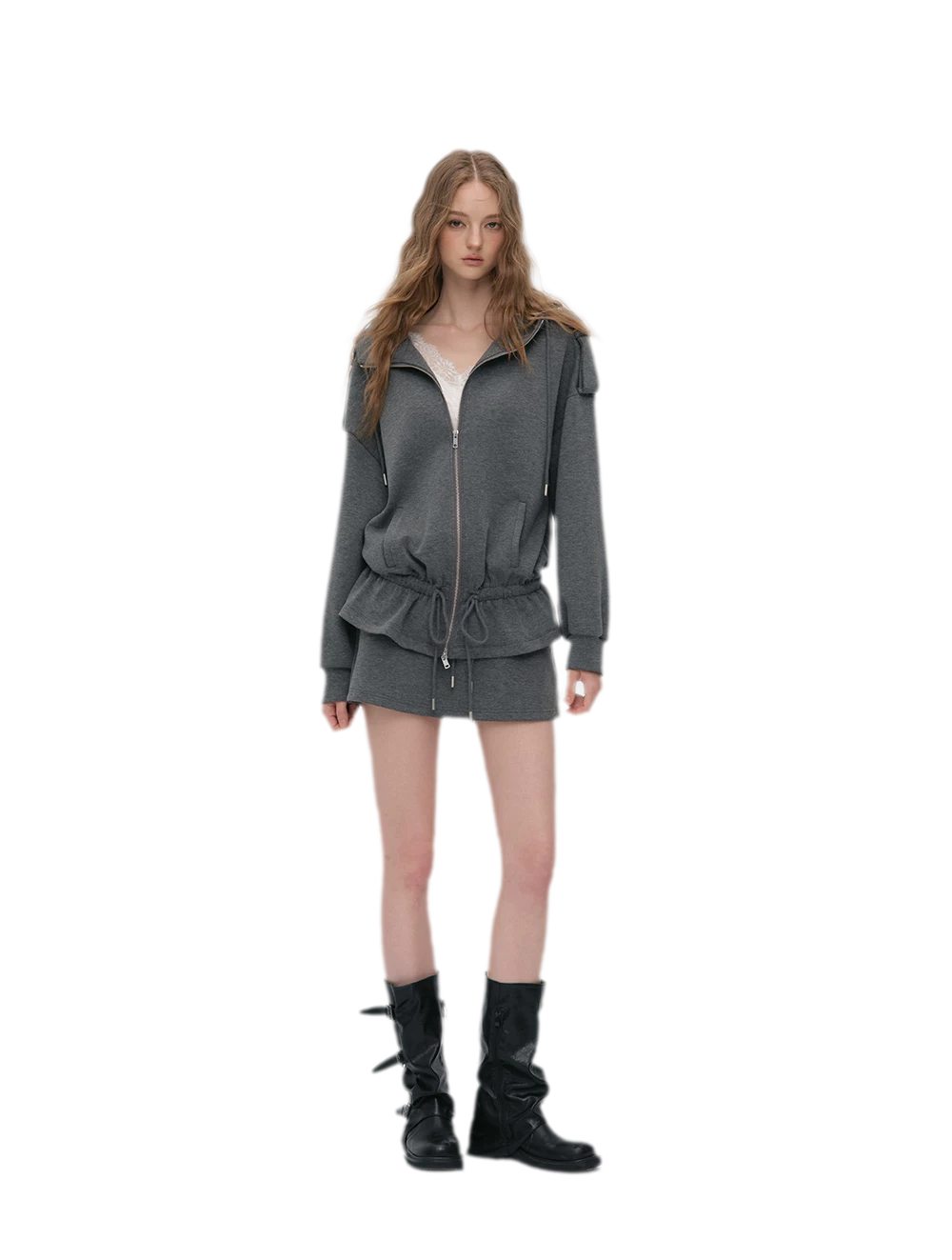 Air-Layer Hooded Skirt Set