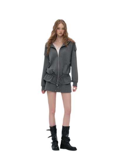 Air-Layer Hooded Skirt Set