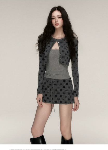 Jacquard Cropped Knit Set