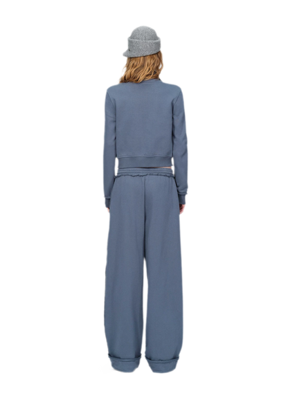 Raw-Edge Cropped Sweatshirt Set