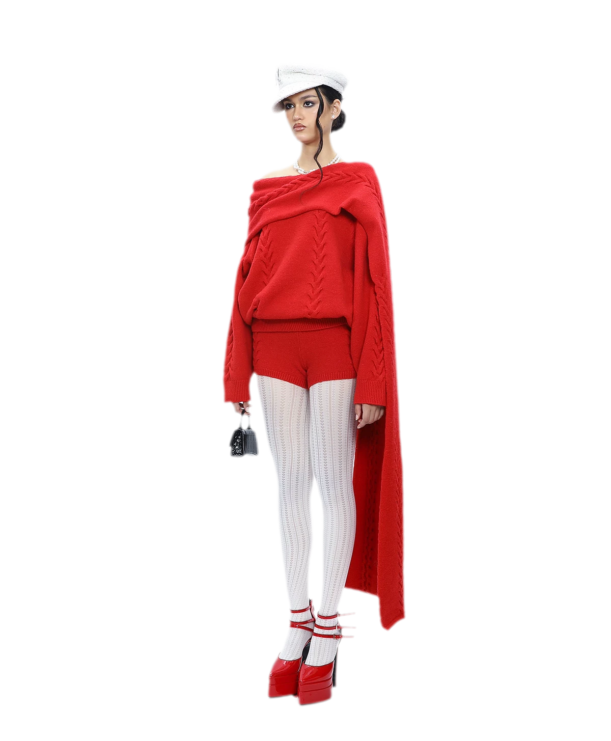 Conjunto de punto trenzado afelpado