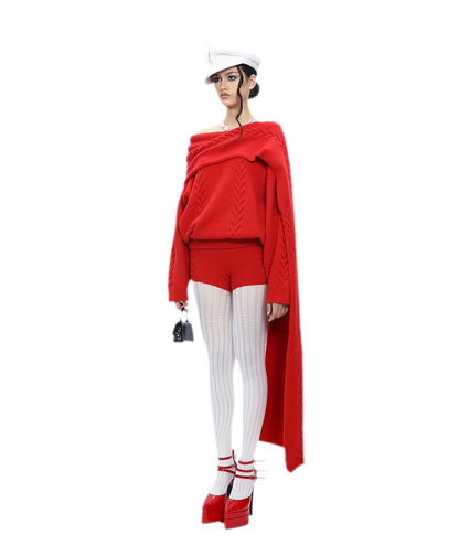 Conjunto de punto trenzado afelpado