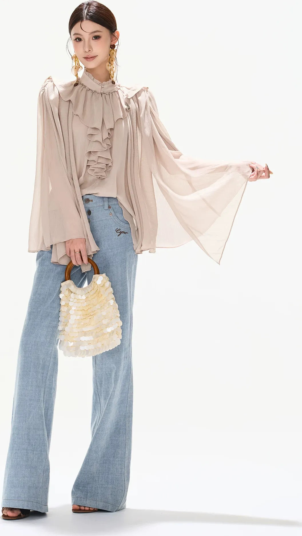 Ruffled Chiffon A-Line Top