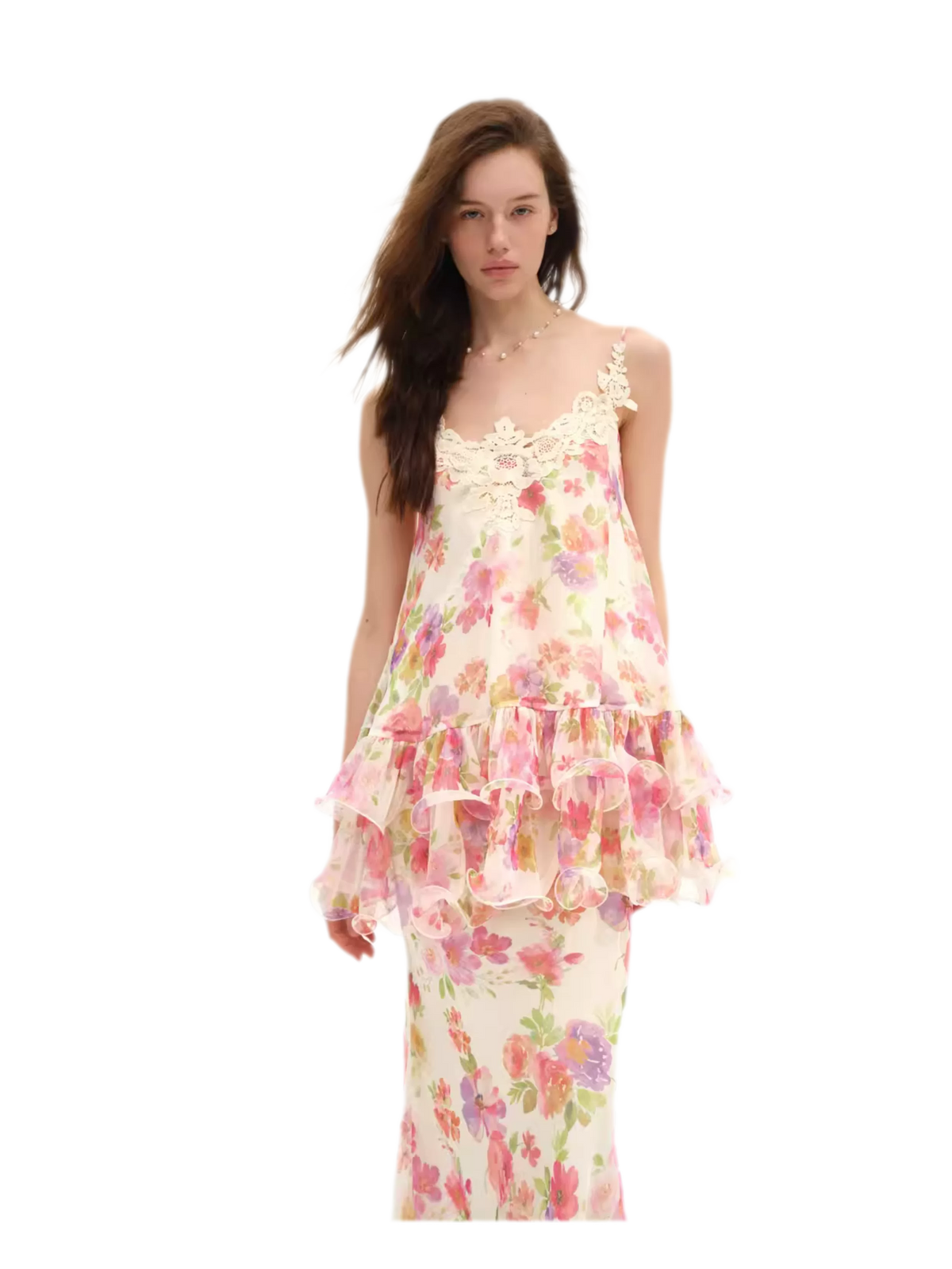 Watercolor Lace Fishtail Dress Set
