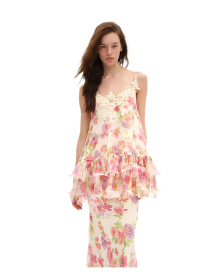Watercolor Lace Fishtail Dress Set