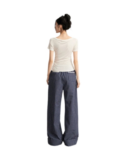 Plaid Wide-Leg Trousers