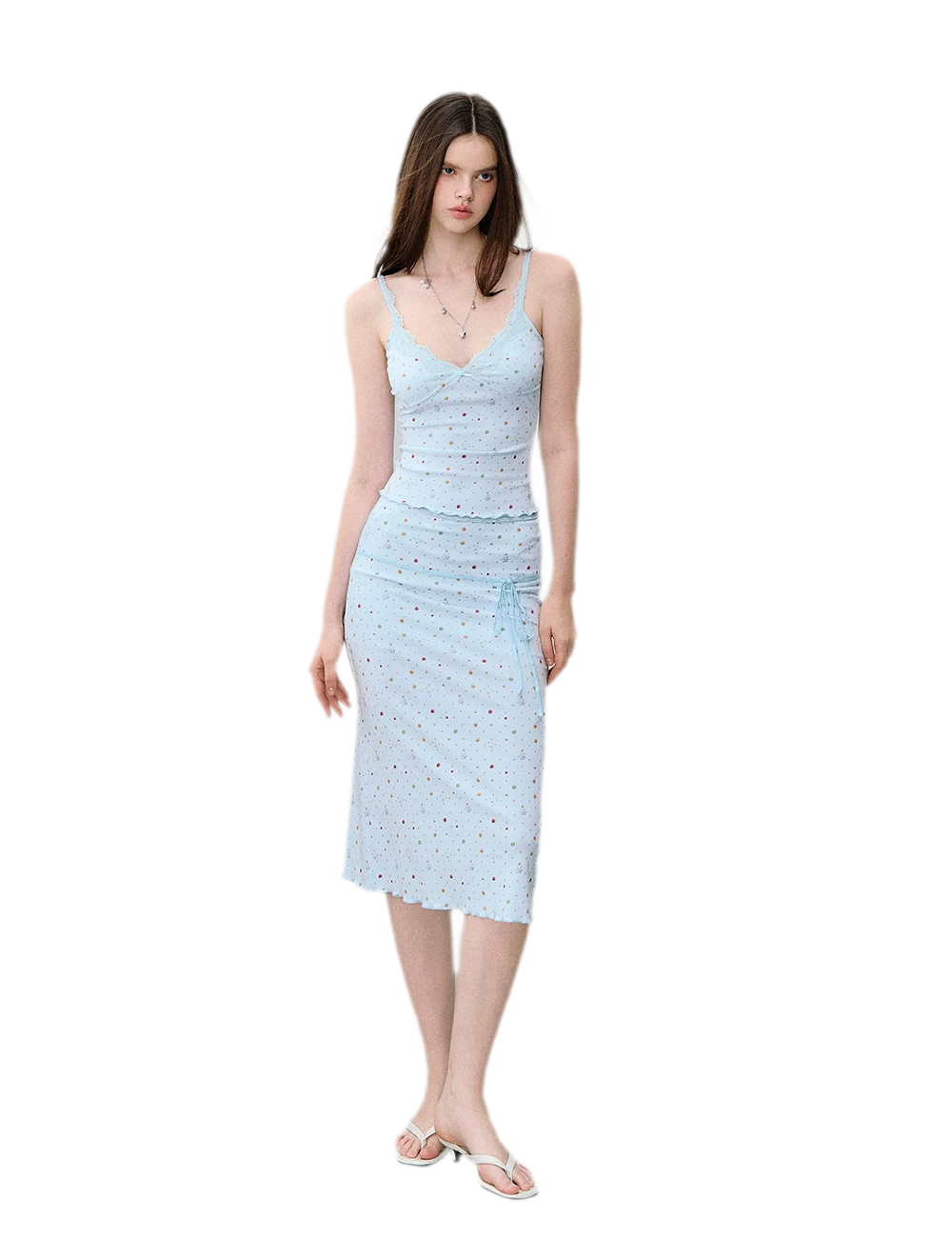 Light Blue Polka-Dot Three-Piece Set