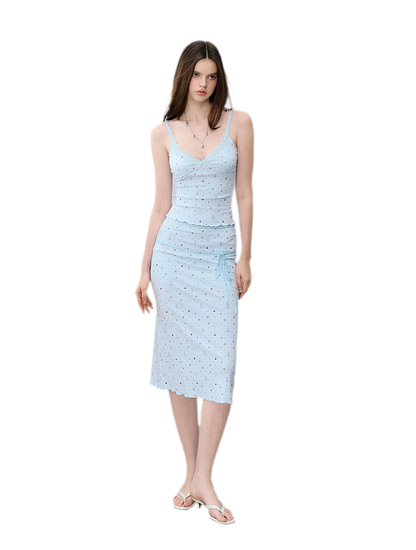 Light Blue Polka-Dot Three-Piece Set