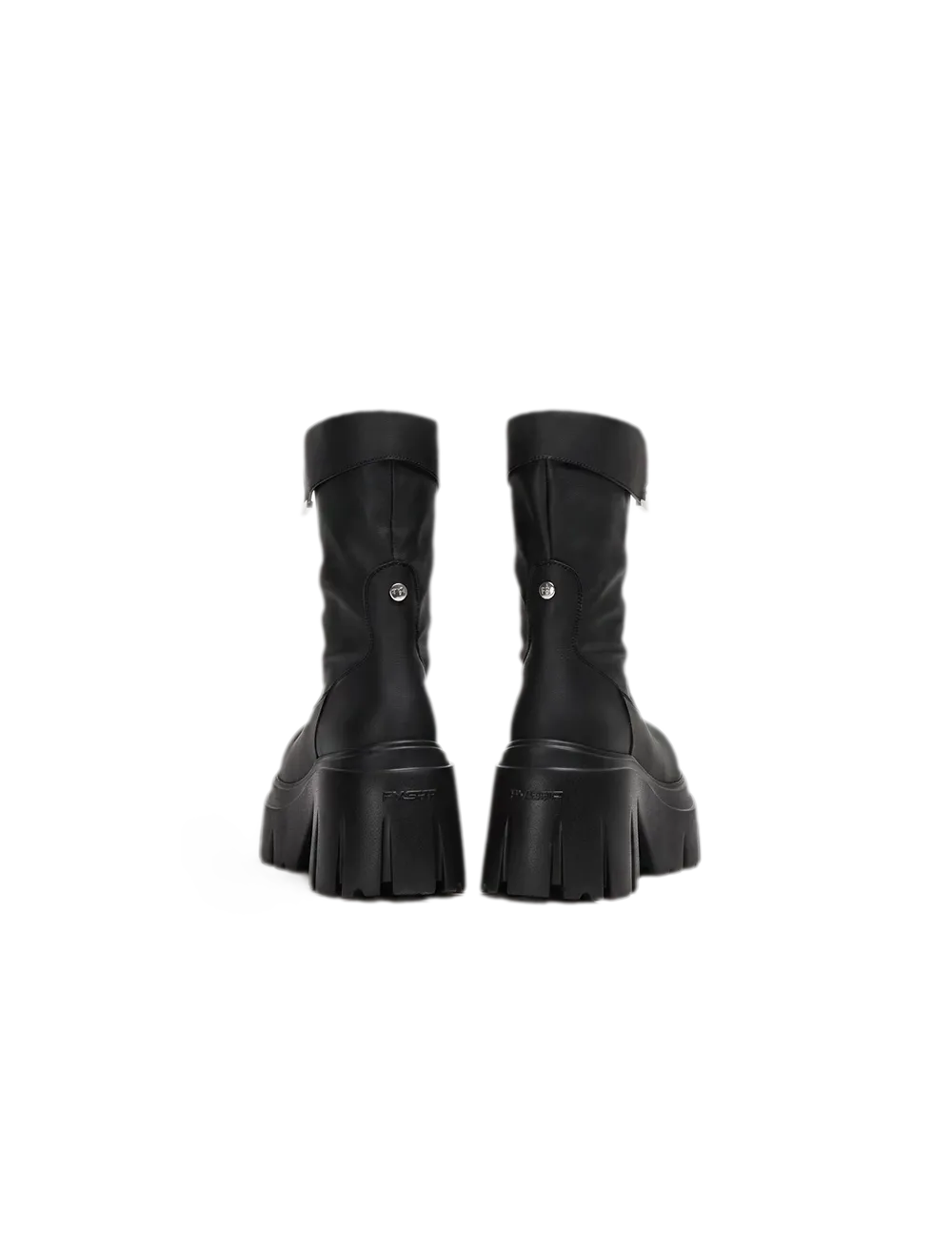 Metallic Strap Platform Mid-Calf Boots