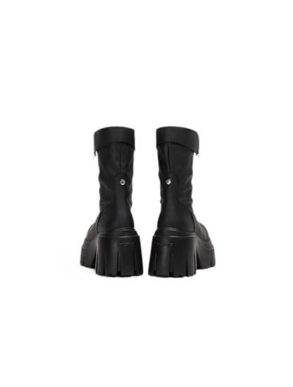 Metallic Strap Platform Mid-Calf Boots